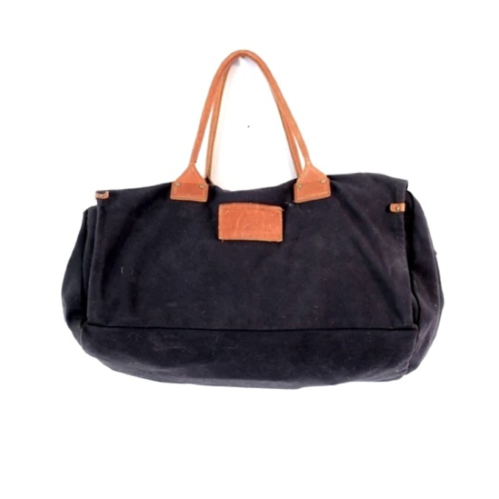 Lands' End • Vintage Black Canvas and Leather Travel Bag